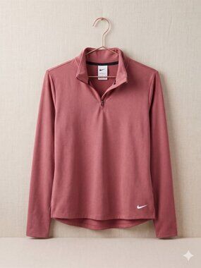 Nike Women's Quarter-Zip Long Sleeve Top - Deep Rose
